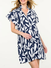 Load image into Gallery viewer, Ruffle Neck Dress - Navy/White
