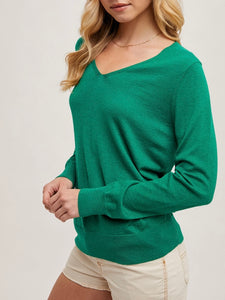 Classic V-neck Sweater - Green