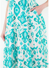 Load image into Gallery viewer, Tiered Maxi Dress - Aqua/Cream
