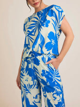 Load image into Gallery viewer, Tropical Print Top - Blue/Off White
