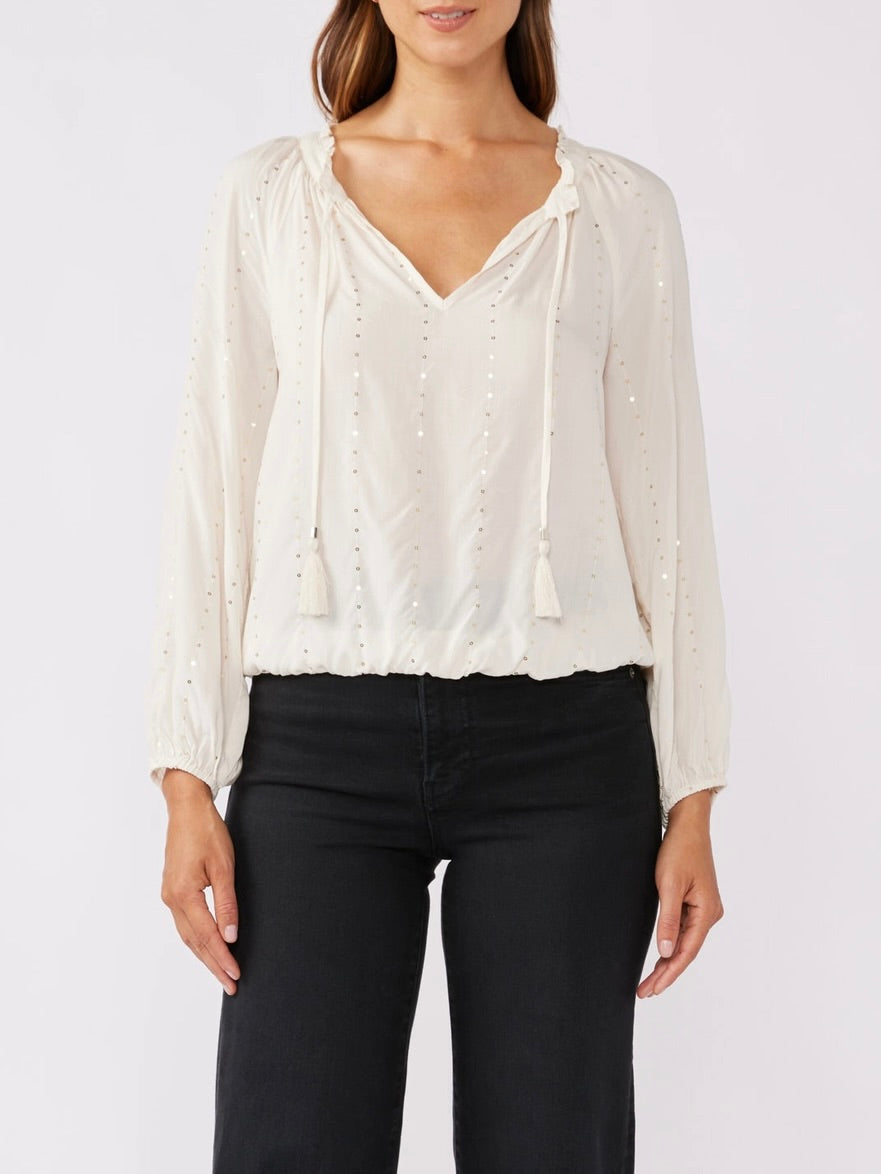 Tassel Sequin Blouse - Ivory