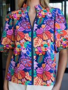 Smocked Collar Top - Multi