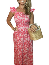 Load image into Gallery viewer, Flutter Tie Back Print Dress - Coral FINAL SALE
