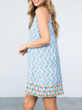 Load image into Gallery viewer, Embroidered Halter Dress - Blue/White FINAL SALE
