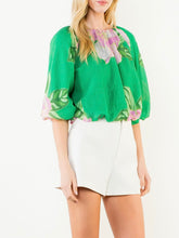 Load image into Gallery viewer, Floral Print Bubble Top - Green
