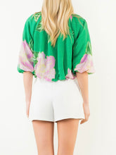 Load image into Gallery viewer, Floral Print Bubble Top - Green
