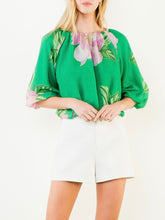 Load image into Gallery viewer, Floral Print Bubble Top - Green

