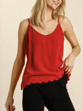 Load image into Gallery viewer, Scallop Hem Cami - Poppy Red
