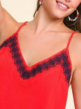 Load image into Gallery viewer, Embroidered Cami Top - Red/Navy FINAL SALE
