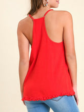 Load image into Gallery viewer, Embroidered Cami Top - Red/Navy FINAL SALE
