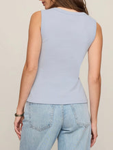 Load image into Gallery viewer, Ellie V-Neck Tank in Skyline blue, fitted sleeveless top paired with light wash jeans, women's casual style - 2

