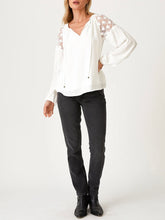 Load image into Gallery viewer, Long Sleeve Top with Lace Shoulder Detail - White FINAL SALE
