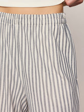 Load image into Gallery viewer, Scout Knit Striped Wide-Leg Pant in Eclipse gray and white vertical stripes with elastic waist and pockets - 5
