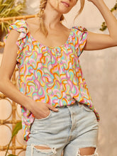 Load image into Gallery viewer, 60s Print Flutter Sleeve Top - Multi FINAL SALE
