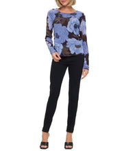 Load image into Gallery viewer, Long Sleeve Mesh Floral Top - Blue
