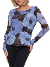 Load image into Gallery viewer, Long Sleeve Mesh Floral Top - Blue
