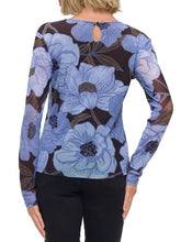 Load image into Gallery viewer, Long Sleeve Mesh Floral Top - Blue
