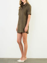 Load image into Gallery viewer, Short Sleeve Suede Dress - Olive
