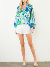 Load image into Gallery viewer, Long Sleeve Floral Print Top - Blue Multi
