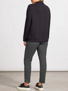 Funnel Neck Top with Pockets - Black