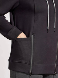 Funnel Neck Top with Pockets - Black