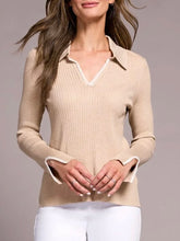 Load image into Gallery viewer, Rib Polo Sweater - Latte
