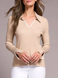 Rib Polo Sweater - Latte