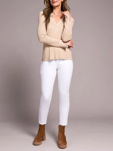 Rib Polo Sweater - Latte