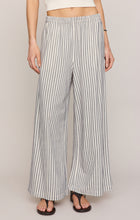 Load image into Gallery viewer, Scout Knit Striped Wide-Leg Pant in Eclipse gray and white vertical stripes with elastic waist and pockets - 2
