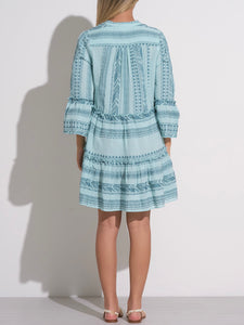 Tiered A-Line Dress - Blue