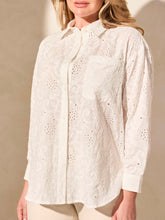 Load image into Gallery viewer, Eyelet Embroidered Button-down Shirt - White
