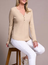 Load image into Gallery viewer, Waffle Henley Top - Oatmeal
