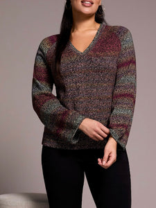 Ombre V-Neck Sweater - Multi