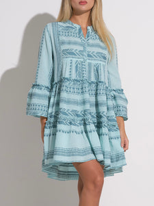 Tiered A-Line Dress - Blue