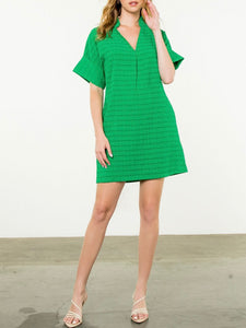 Textured Shift Dress - Green