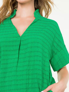 Textured Shift Dress - Green