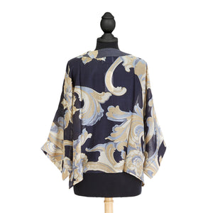 Kimono Jacket - Navy Roses
