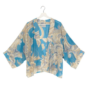 Kimono Jacket -Sky Blue Roses