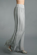 Load image into Gallery viewer, Side Slit Silk Palazzo Pant - Grey
