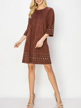 Load image into Gallery viewer, 3/4 Sleeve Dress with Grommets - Bark FINAL SALE

