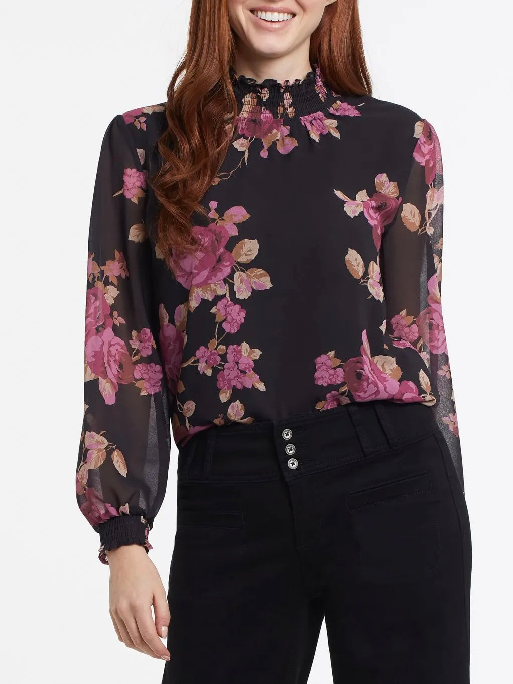 Mock Neck Floral Tunic - Ruby FINAL SALE