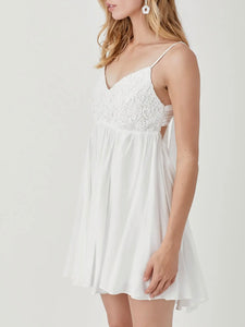 Lace Babydoll Dress - White FINAL SALE