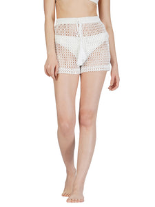 Crochet Mesh Shorts - White