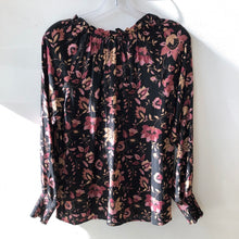 Load image into Gallery viewer, Raglan Blouse with Ruffle Detail - Black/ Sepia FINAL SALE
