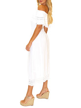 Load image into Gallery viewer, Lace Trim Midi Dress - White
