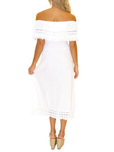 Load image into Gallery viewer, Lace Trim Midi Dress - White
