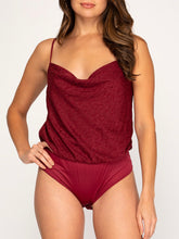 Load image into Gallery viewer, Jacquard Cowl Bodysuit - Wine
