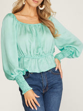 Load image into Gallery viewer, Long Sleeve Peplum Top - Mint
