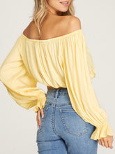 Load image into Gallery viewer, Long Sleeve Off Shoulder Cropped Top - Yellow

