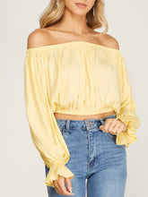 Load image into Gallery viewer, Long Sleeve Off Shoulder Cropped Top - Yellow
